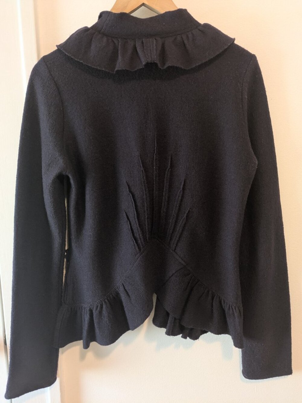 Anthropologie Charlie & Robin Dark Purple Wrapped in Ruffles Cardigan - Picture 12 of 16